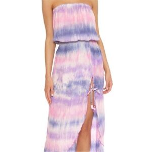 BECCA Free Bird strapless tie dye  Pink and Purple Textured coverup like new